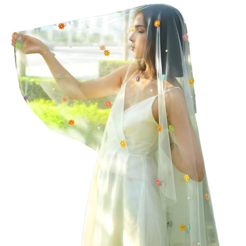 

White Veil Flower Mantilla Head Covering Wedding Hair Accessories White Wedding Veil Headscarf White Veil бежевий