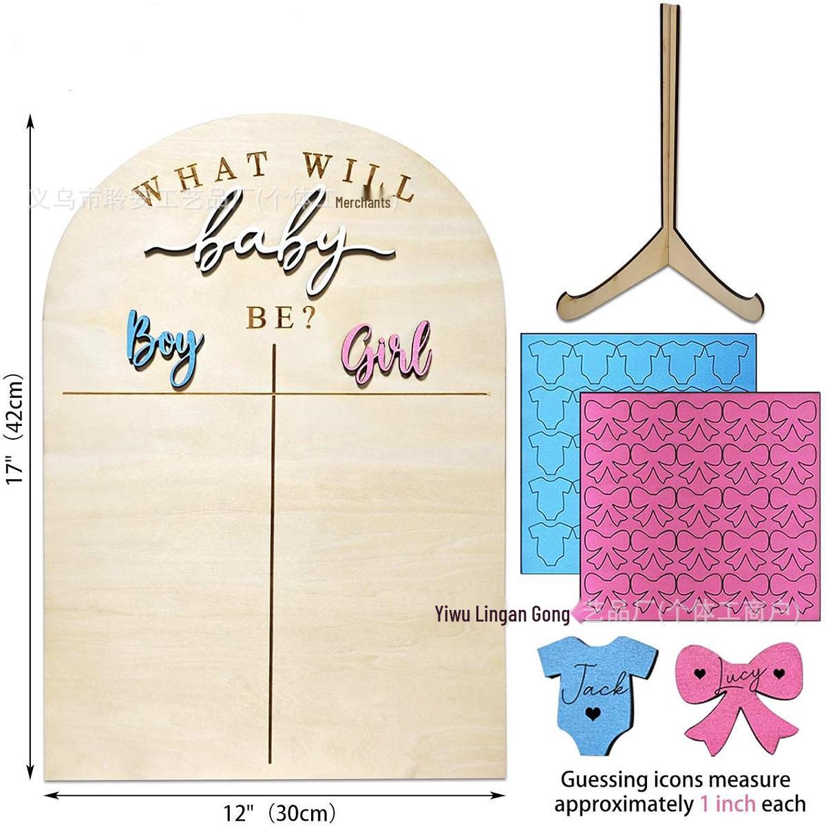 

Wooden Baby Gender Reveal Voting Board with Stand - Gender Guessing Game for Parties