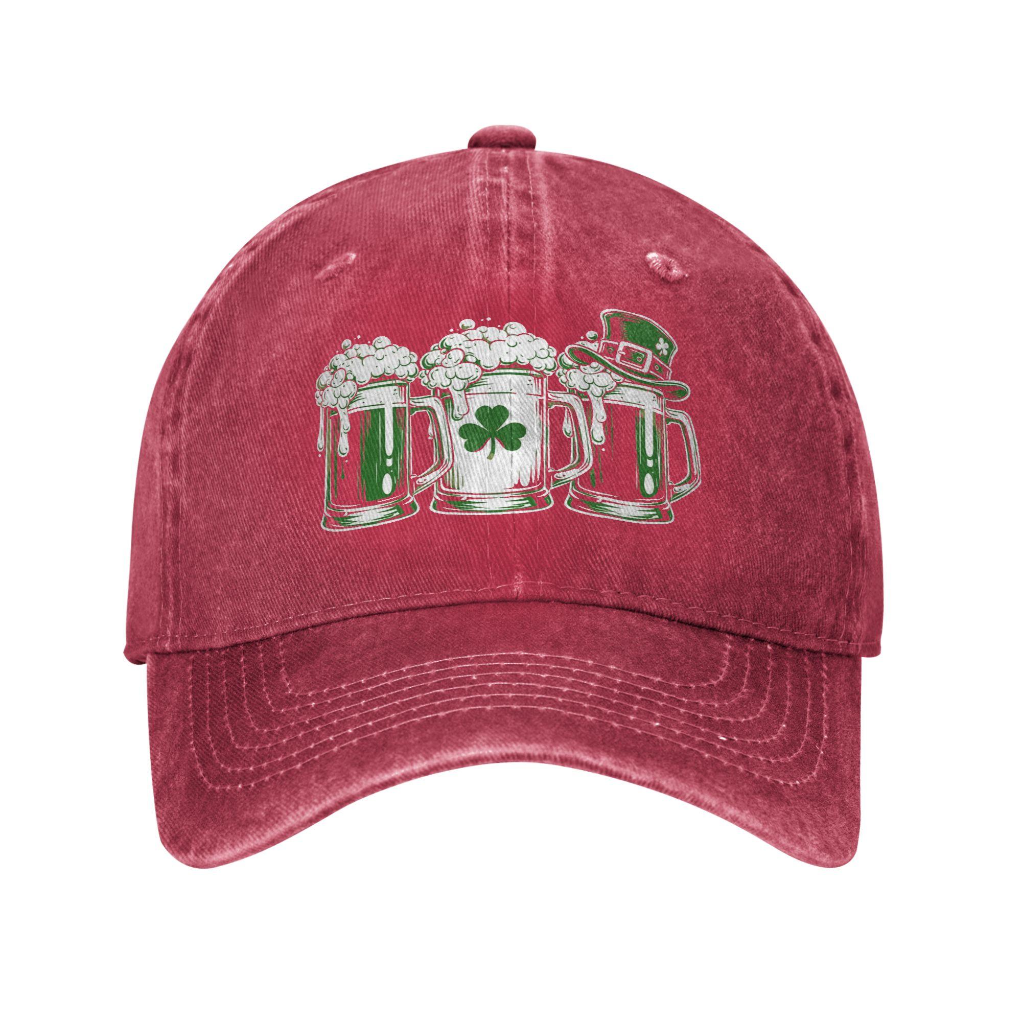 Irish Beer Ireland Flag Saint Patricks Day Unisex Baseball Caps St Patricks Day Distressed Washed Hats Cap Golf Gift Headwear One Size