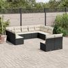 VidaXL Garden Lounge Set 11 Pcs with Cushions Black Wicker 3218346