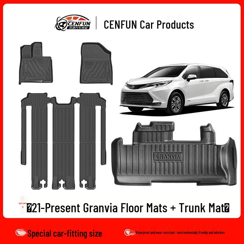 TPE Anti-Slip Eco-Friendly Trunk Mat for 2025 Toyota Grand Highlander & Sienna Galaxy.