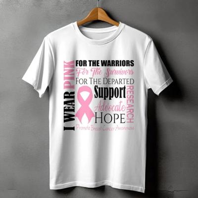 Rosa T-Shirts Geschenk für Unterstützung des Brustkrebs-Überlebenden Bewusstseins-Shirt Geschenk für Brustkrebs-Überlebende Rosa Schleife Baumwoll-T-Shirt