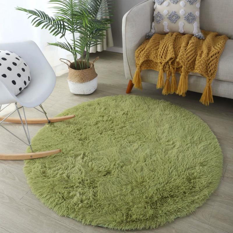 2x2m Super Soft Plush Round Rug Mat Fluffy White Carpets for Living Room Home Decor Bedroom Kid Room Decoration Salon Thick Pile Rug