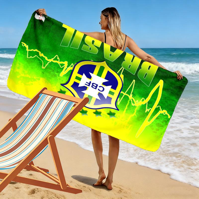 Telo da Spiaggia CBF Brasil Print, Grande Morbido Asciugatura Rapida per Spiaggia Campeggio Nuoto