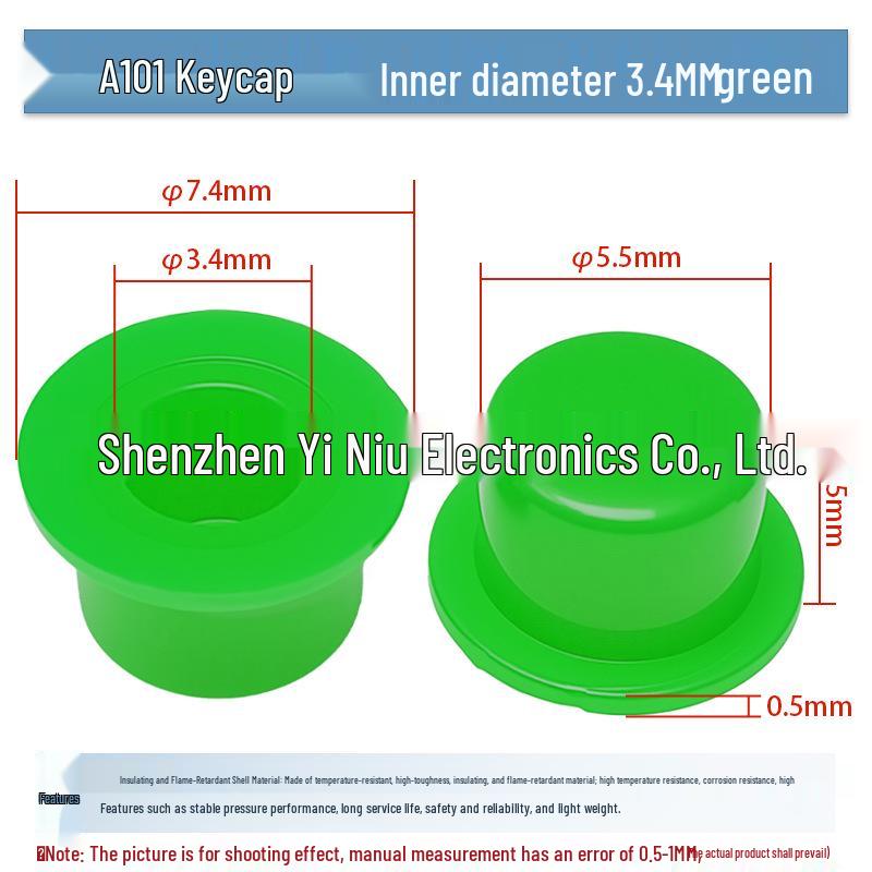 A101 Keycap: Compatible with 6x6 Mm Round Hole Tactile Switch, Plastic Button Cap, Inner Diameter 3.1/3.4 Mm