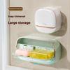 Wall Mounted Soap Box With Lid, Non Drilled Drainage Soap Tray, Simple Soap Storage Rack For Home Bathroom, Bathroom Accessories