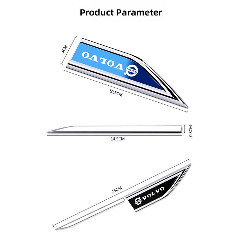 2Pcs Metal Car Fender Side Wing Emblem Badge Sticker Accessories For Volvo EX30 XC60 XC40 V60 V40 XC90 XC70 V50 S60 V70 EX90 T6 apk123