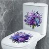 A Purple-toned Floral Toilet Paper Roll Set with Waterproof Self-adhesive Feature for Bathroom Wall Stickers