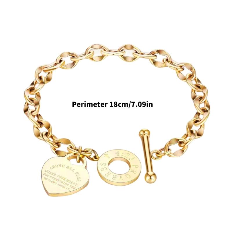 Stylish Heart Shaped Stainless Steel Bracelet for Women Long Time Wearing Jewelry With Adjustable Clasp