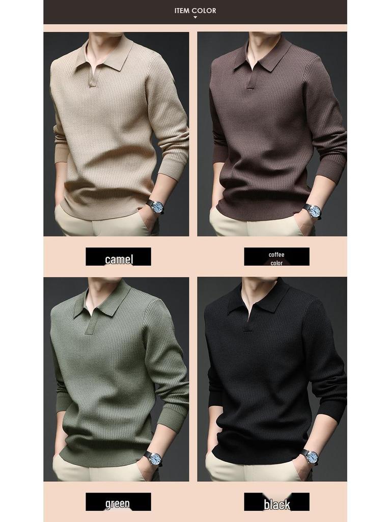 Men's V-Neck Knit Sweater - Autumn/Winter Korean Style, Youthful, Comfortable, Loose Fit Polo Top