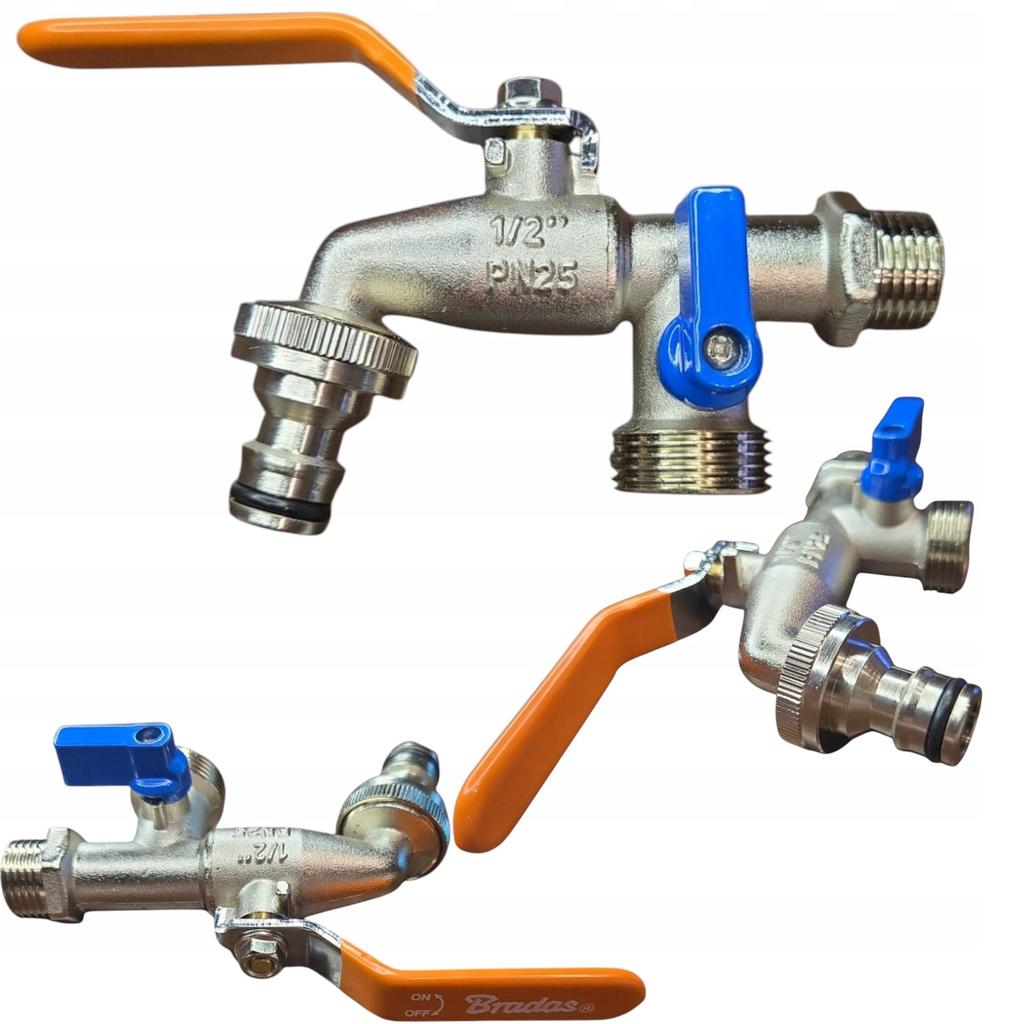 Ball Tap Gz1/2", 2x Outputs Gz 3/4" + Nipple for Quick Connector
