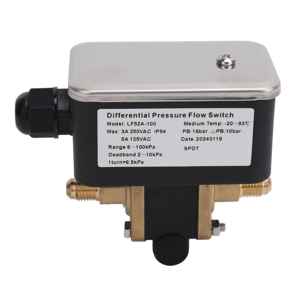 Differential Pressure Flow Switch Stainless Steel Adjustable 2 Wire 6‑100kpa 125VAC 250VAC