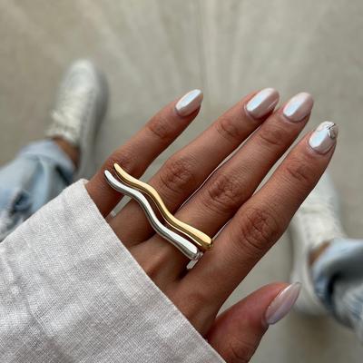 Personality Stainless Steel Minimalist Classy Ring 18k Gold Color Waterproof Stylish Unique Finger Jewelry for Women