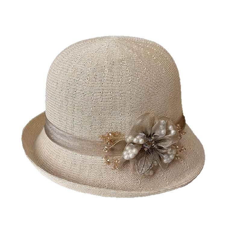 British Retro Crimped Small Edge Top Hat Women's Fashion Face Covering Sunscreen Basin Hat Spring and Summer Travel Breathable Sun Hat