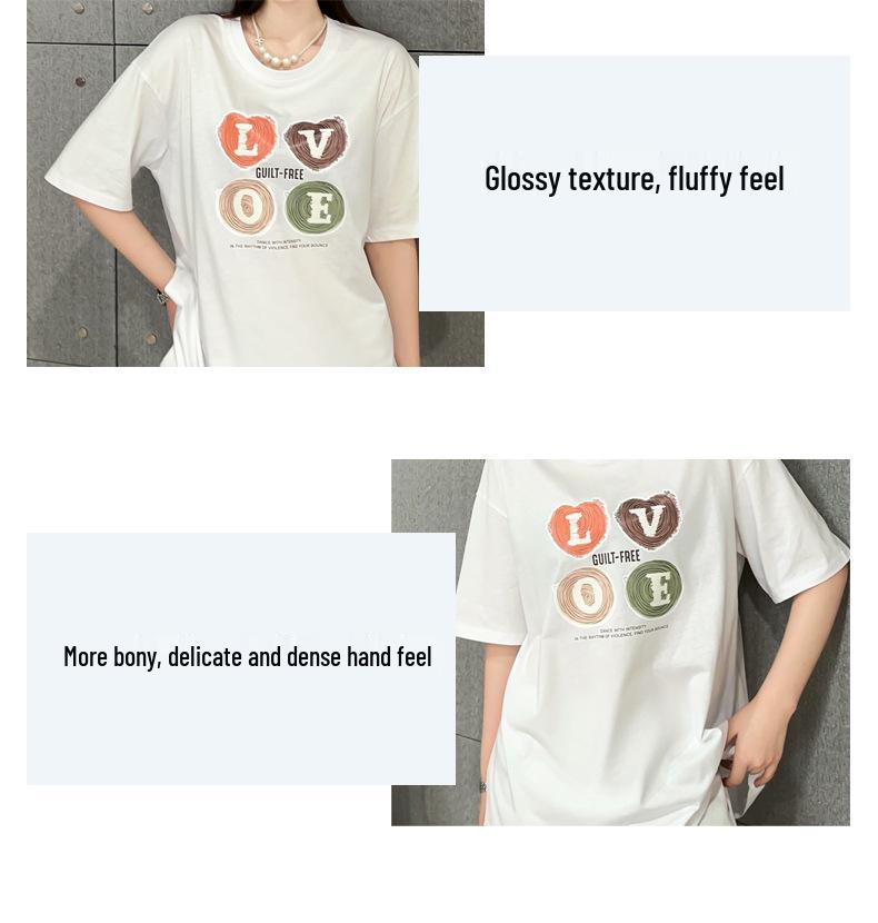 Summer 2025 Plus Size Love Letter Women's Loose T-shirt - Korean Style, Slimming, Short Sleeve