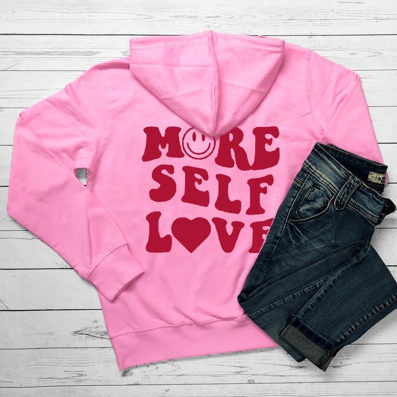 MORE SELF LOVE New arrival letter pattern retro printed top pullover boys and girls loose hooded printed sweatshirt