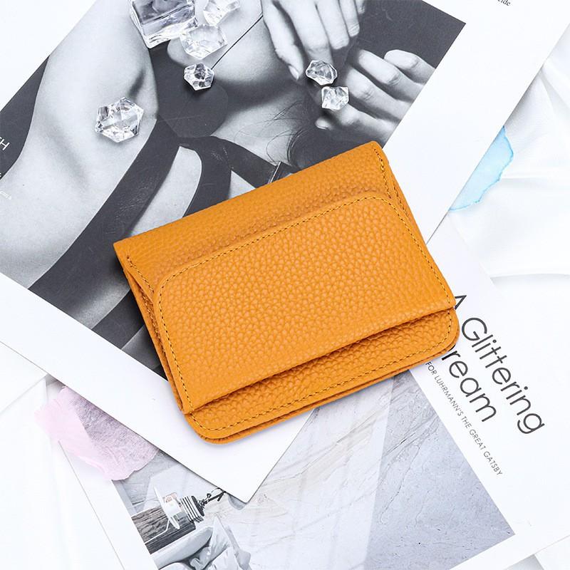 Pure Cowhide Wallet Women's Genuine Leather Short Multifunctional Folding Large Capacity Clip