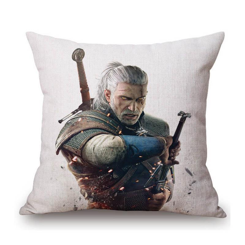 Game Poster Witcher Art Home Decorative Sofa Throw Pillow Case Wild Hunt Characters Cotton Linen Chair Bench Cushion Cover
