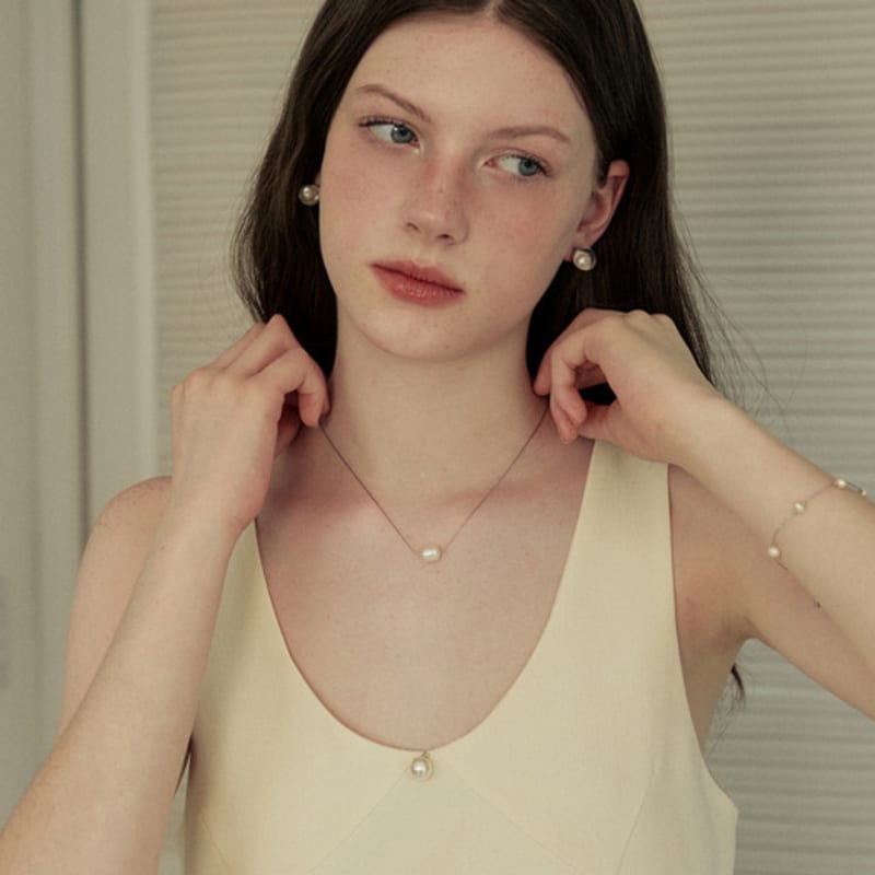 ADAUL Pearl Thin Necklace - Silver