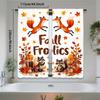 Set Of 2 Thanksgiving Fox Raccoon Cartoon Autumn Maple Leaf Curtains Polyester Semi Translucent Design Fall Fol Curtain Made With Rod Pocket