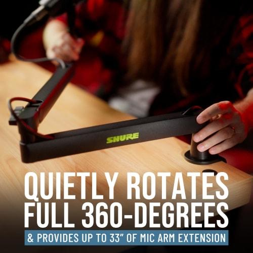 Shure by Gator Desktop Microphone Arm Stand, SH-BROADCAST2, with a Maximum Arm Length of 83.8cm and a 360-degree Rotating Base, for Audio Recording, V