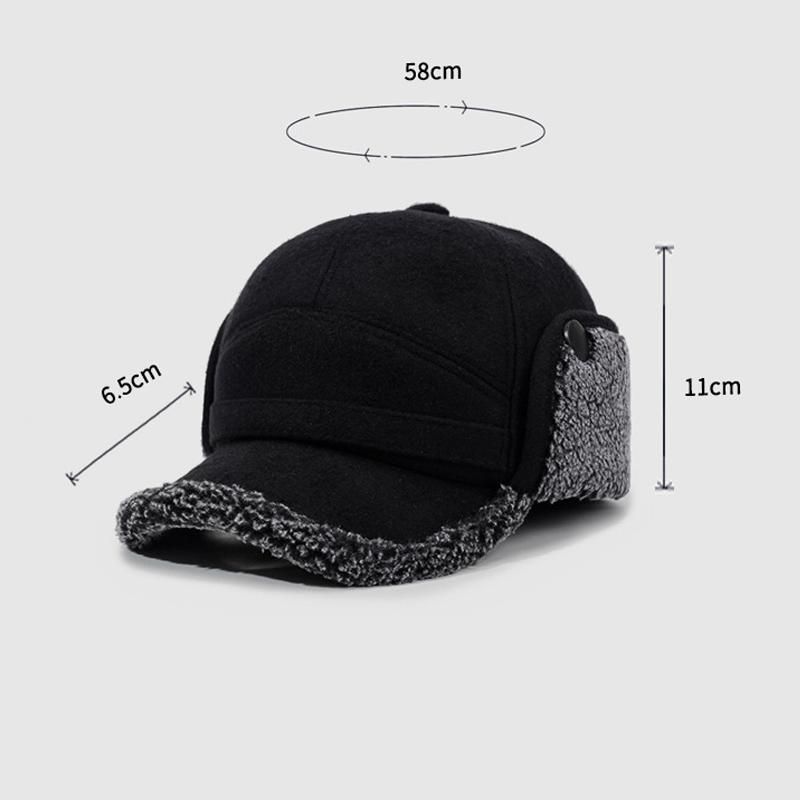Autumn Winter Warm Bomber Hat Men's Outdoor Thick Baseball Cap Middle-Aged and Elderly Velvet Hat Ear Protection Hat
