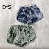 Women Shorts Elastic Drawstring High Waist Sport Shorts Tie-Dye Print Wide Leg Pants Versatile Regular Style Running Shorts