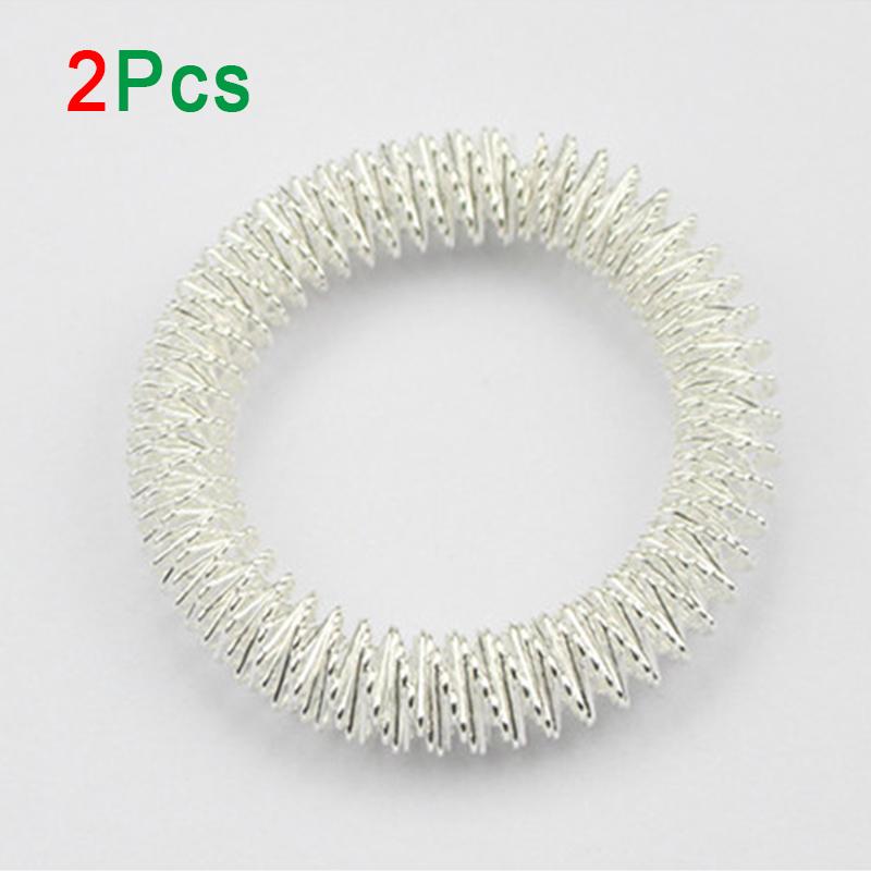 

Tcare 2Pcs Silver Massage Ring Stainless Steel Wrist Hand Acupuncture Bracelet for Relaxation Health Care