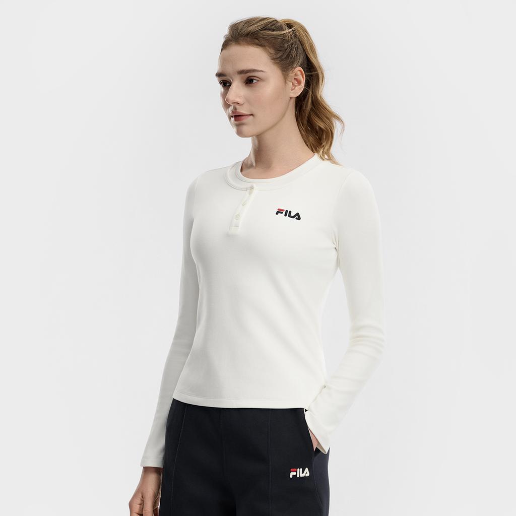 Fila Tennis Fashion Simple Classic Retro Sports Casual Comfortable Long Sleeve T-Shirt Women tops Cloud-White A11W613219FIV