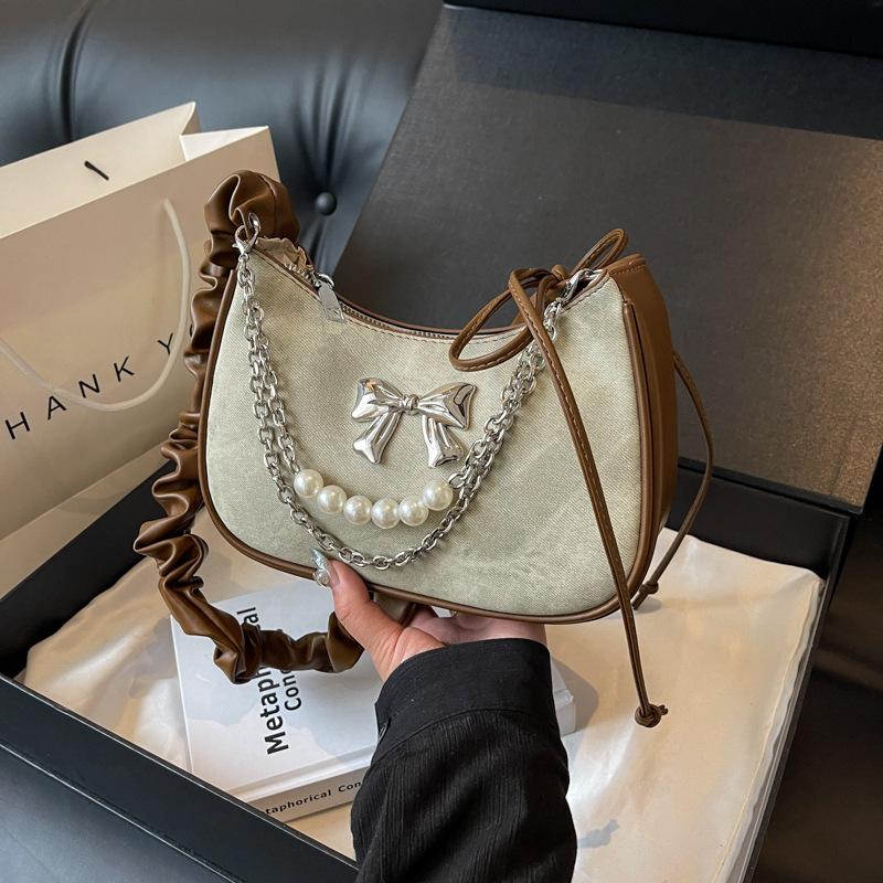 

Ретро женская сумка через плечо Темпераментная цепочка Бусины Плиссированные сумки Корейская популярная сумка для поездок на работу Подмышечная сумка Осень Зима Новинка