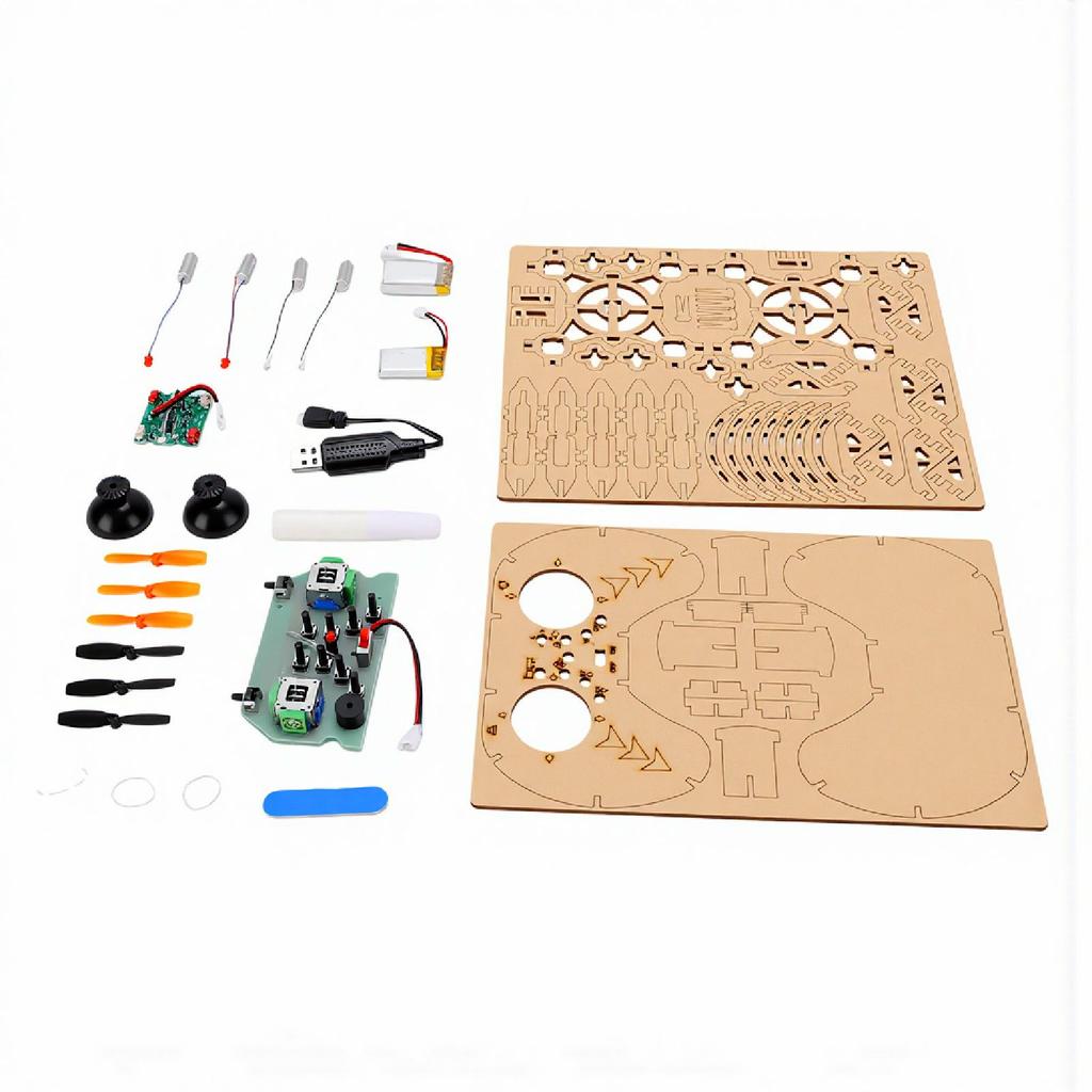 DIY Wooden Drone Model Kit Remote Control Aircraft Training RC Quadcopter Beginner Friendly Flying Toys Assembled Kit