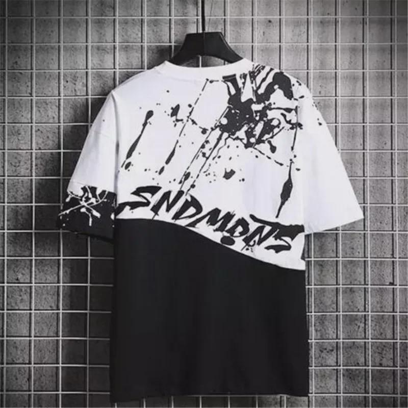 Men's Trendy Ink-Splashed Korean Style Loose Short-Sleeved T-Shirt