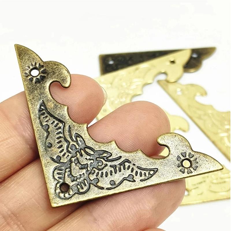 20 BUC Colț Cutie Bijuterii Antică Picior Protector Colț Caz Lemn Model Floral Ton Bronz Artizanat Metalic Sculptat 40X40mm