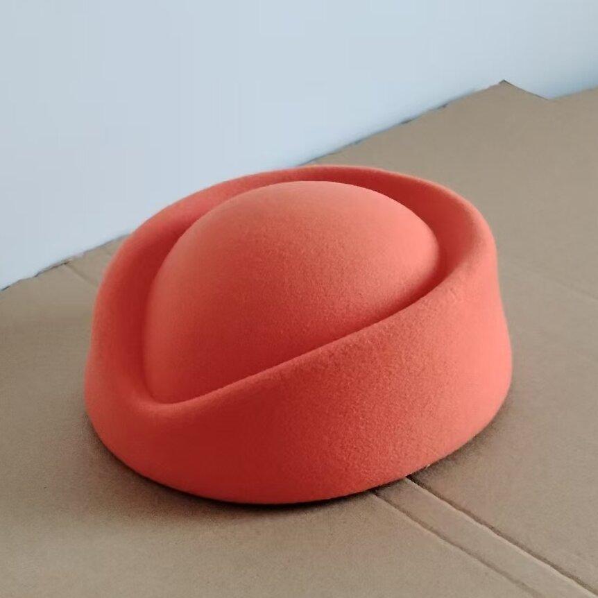Cappello a Cilindro Riccio Retrò, Berretto di Lana Monocolore, Cappello Elegante da Banchetto Quotidiano per Donna