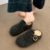 Thick-fibered Women's Bag-style Half-toe Slippers, New Style, Lazy Person's Cotton Shoes