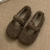 Wool shoes women wear new Korean fairy-style fleece warm cotton shoes and flat-soled Mary Jane Doudou shoes