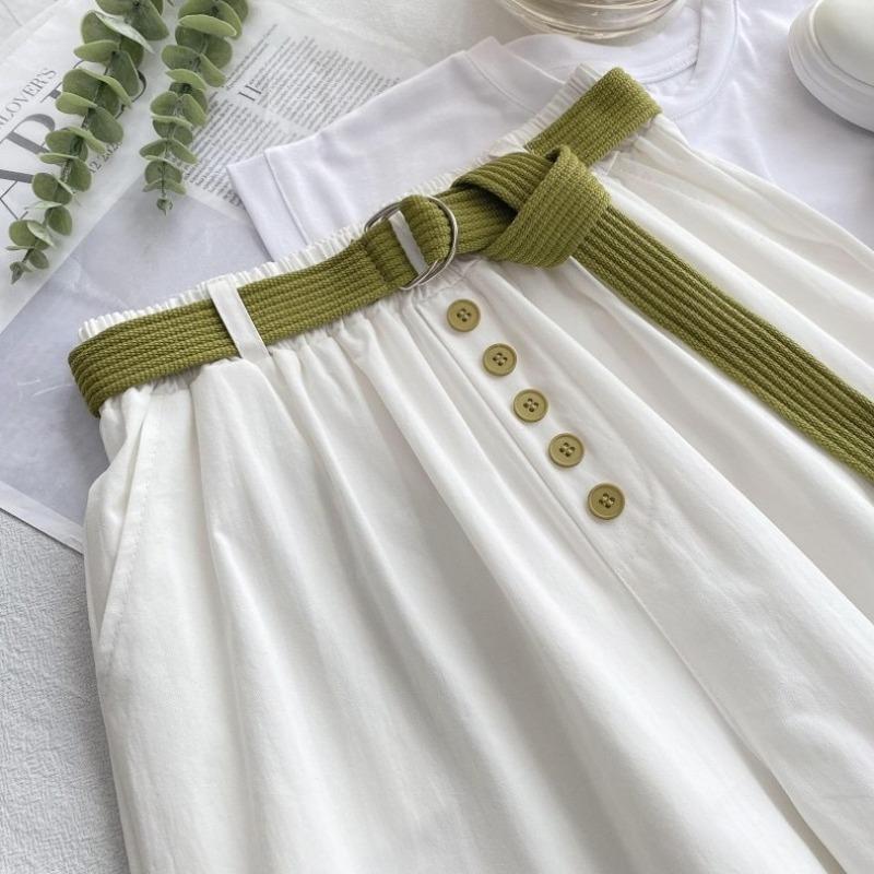 Fashion Buttons Loose Wide Leg Shorts for Women Summer New Thin Slim High Waist  Casual Shorts Woman A-line Solid Elegant Lady Shorts 24281