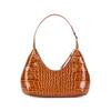 By Far Baby Amber Vintage Crocodile Pattern Embossed Leather Shoulder Bag Women shoulder bag Brown 20FWBASTNDSMA