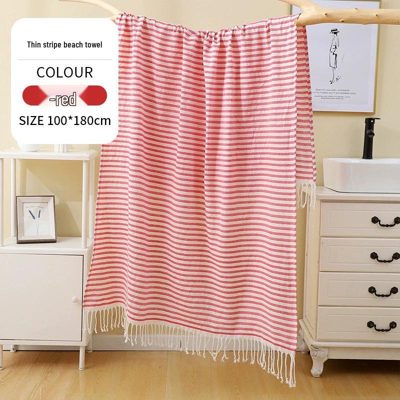 Large & Thick Tassel Turkish Beach Towel – Absorbent, Outdoor Sunscreen Bath Towel