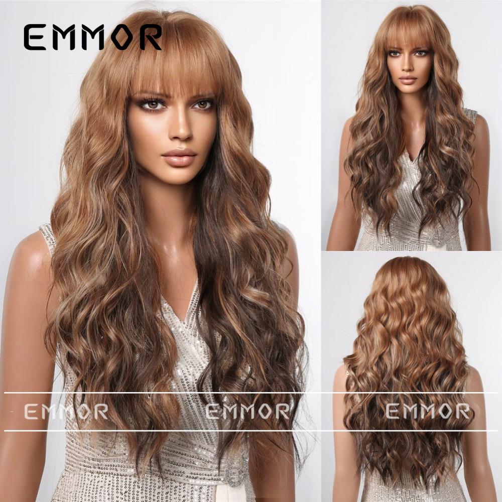 

Бордовий перук на всю голову з чубчиком: Готовий до косплею, Великі хвилі, Європейський/Американський стиль, Модний та натуральний для жінок