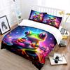 Colorful Frog Playing Guitar Scene Print Bedding Set 1 Duvet Cover 2 Pillowcases For Adult And Children Luxury Gift Full Size