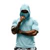 Men Hooded Short Sleeve T Shirt Lightweight Pullover Athletic Workout Top Quick Dry Raglan Tee for Sports Gym Running Training