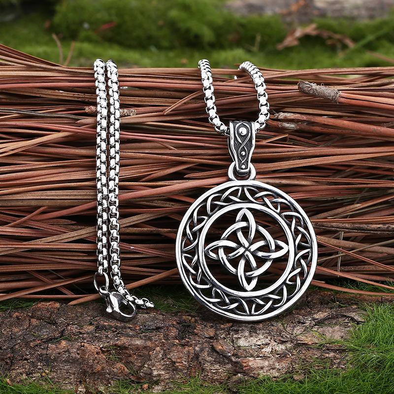 Rune Multi-Style Stainless Steel Amulet Shield Knot&Compass Pendant Necklace Men's and Women's Accessories Party Gift