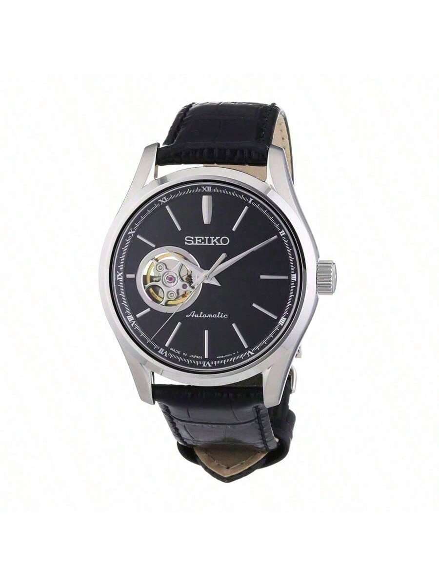 Seiko Presage series SSA083J2 men s mechanical waterproof watch with genuine leather strap. чёрный