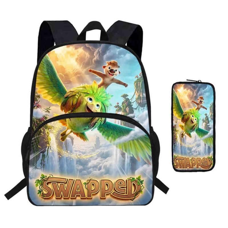 Kinder Cartoon Rucksack Federmäppchen Set Schule Leicht Wirbelsäulenfreundlich Atmungsaktiv Oxford Stoff Mit Lustigem Druckdesign