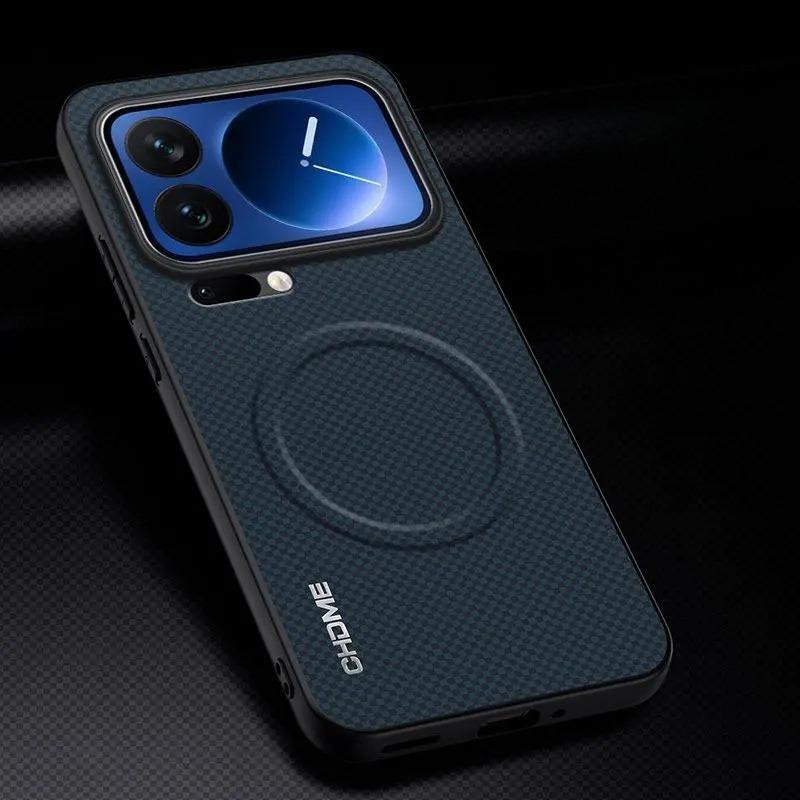 Magnetic Marking Pattern Leather Case for Xiaomi 17 Pro Max 15T Pro 14 13 12 Thin Skin Feel for Magsafe Wireless Charging Cover