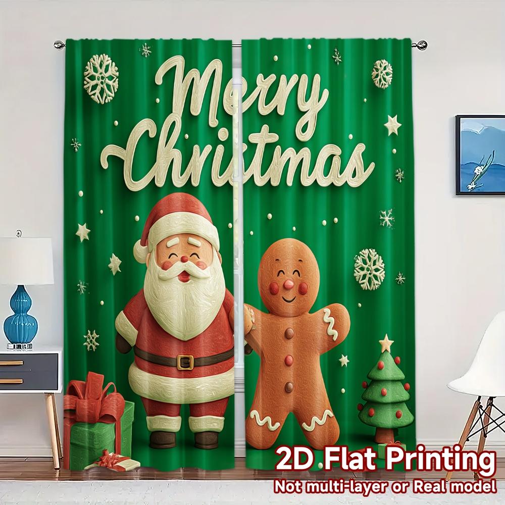 

2D Flat Printing JIT 2pcs Curtains (Without Rod) Festive Cheer Popular Curtains Polyester Curtains Home Decor Ldeal for Living 100*130 HOOK 1pcs