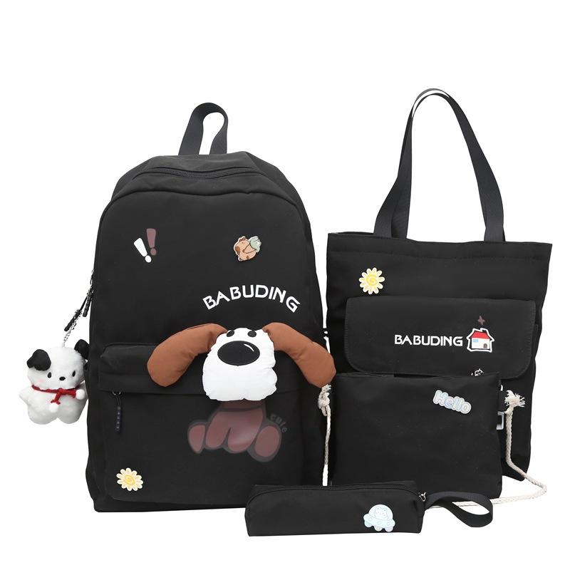 Four-Piece Backpack Set Puppy Student Schoolbag Unisex Large Capacity Backpack