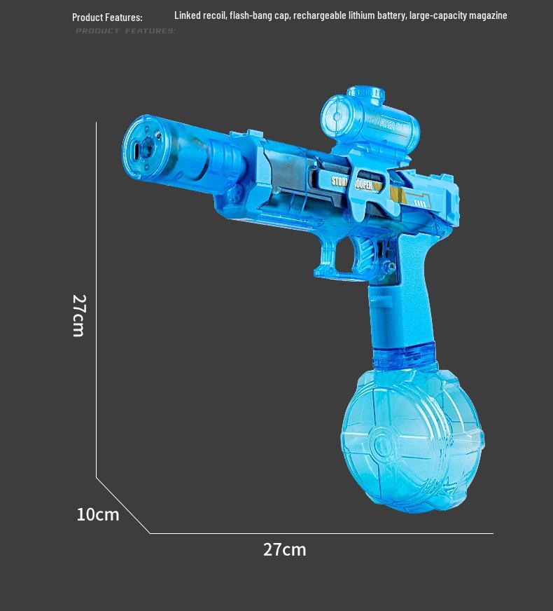 Large Capacity Electric Water Gun Toy for Kids - Continuous Spray and Fire Light Effects