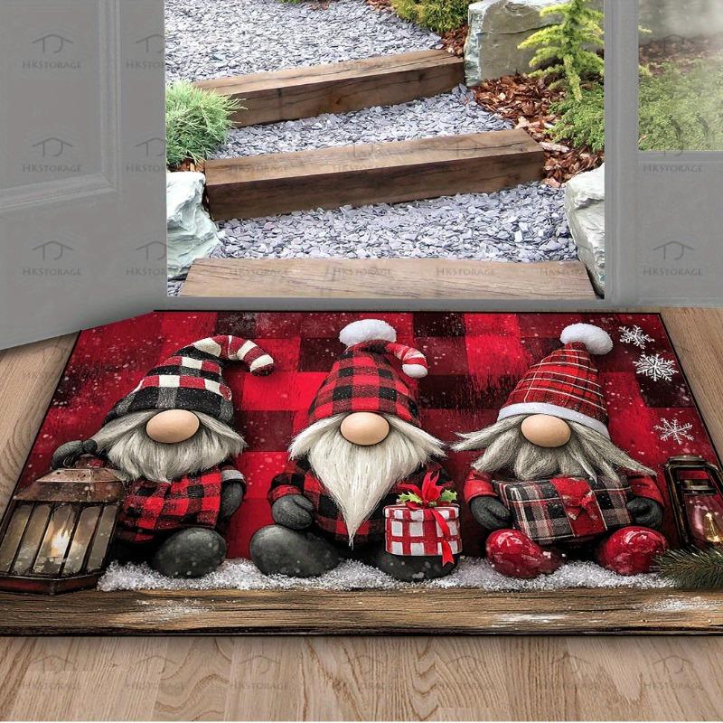 Christmas Gnome Mat Gnome Holding Gift Welcome Mat Entrance Carpet Kitchen Bathroom Living Room Bar Cafe Stylish Home Decoration